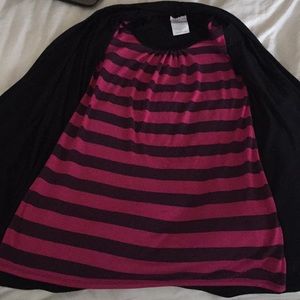 Long eddy stripped shirt with attached jacket